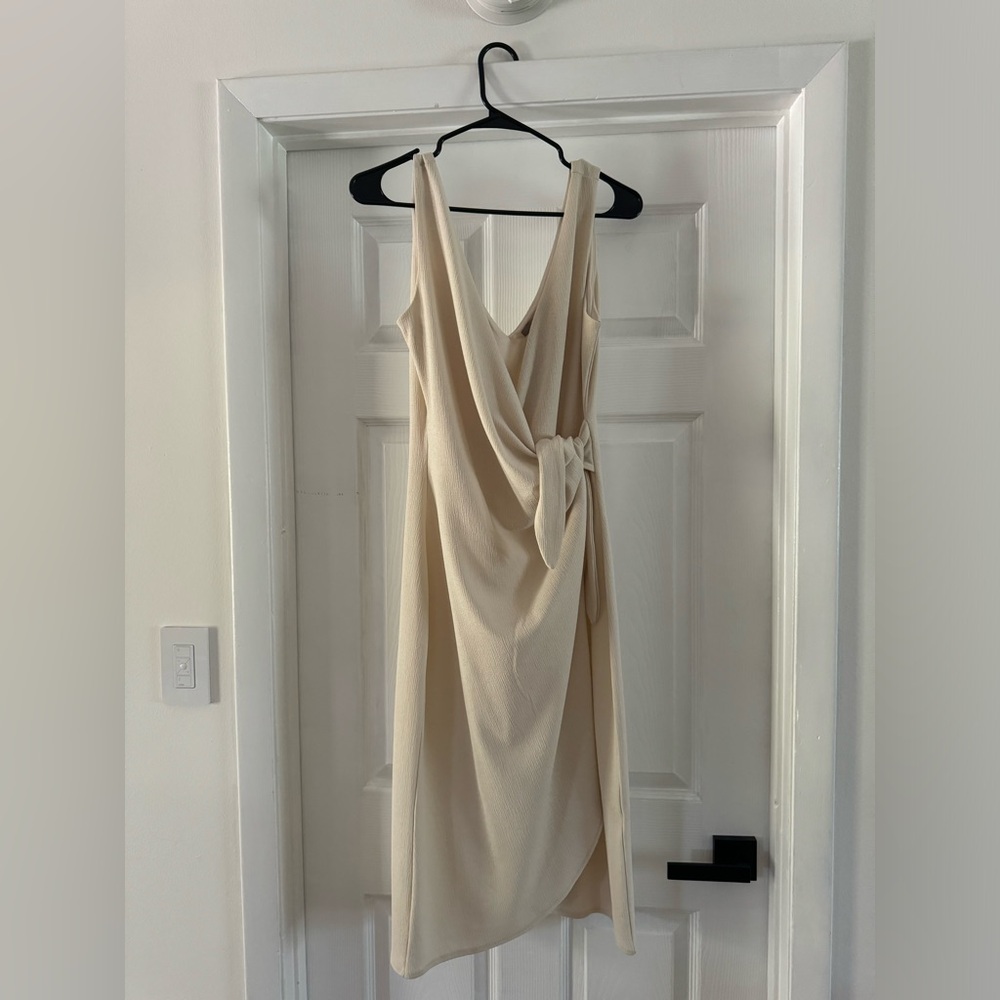 H&M True Wrap Cream Dress size M NEW
